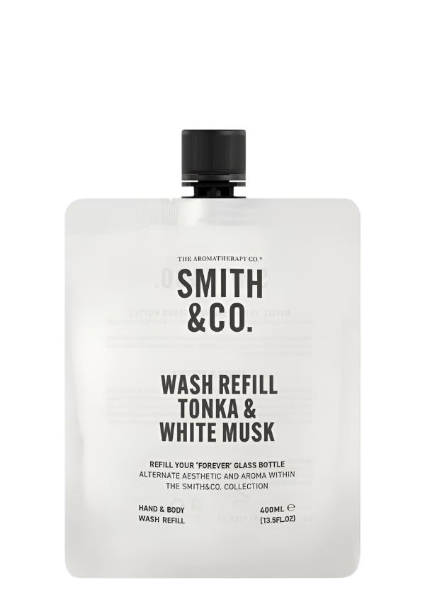 Smith & Co. Tonka & White Musk 400ml wash refill pouch on a white background