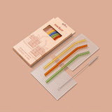 A sustainable package of durable, colorful Sucker Reusable Glass Drinking Straws - Transparent / Multi-coloured.