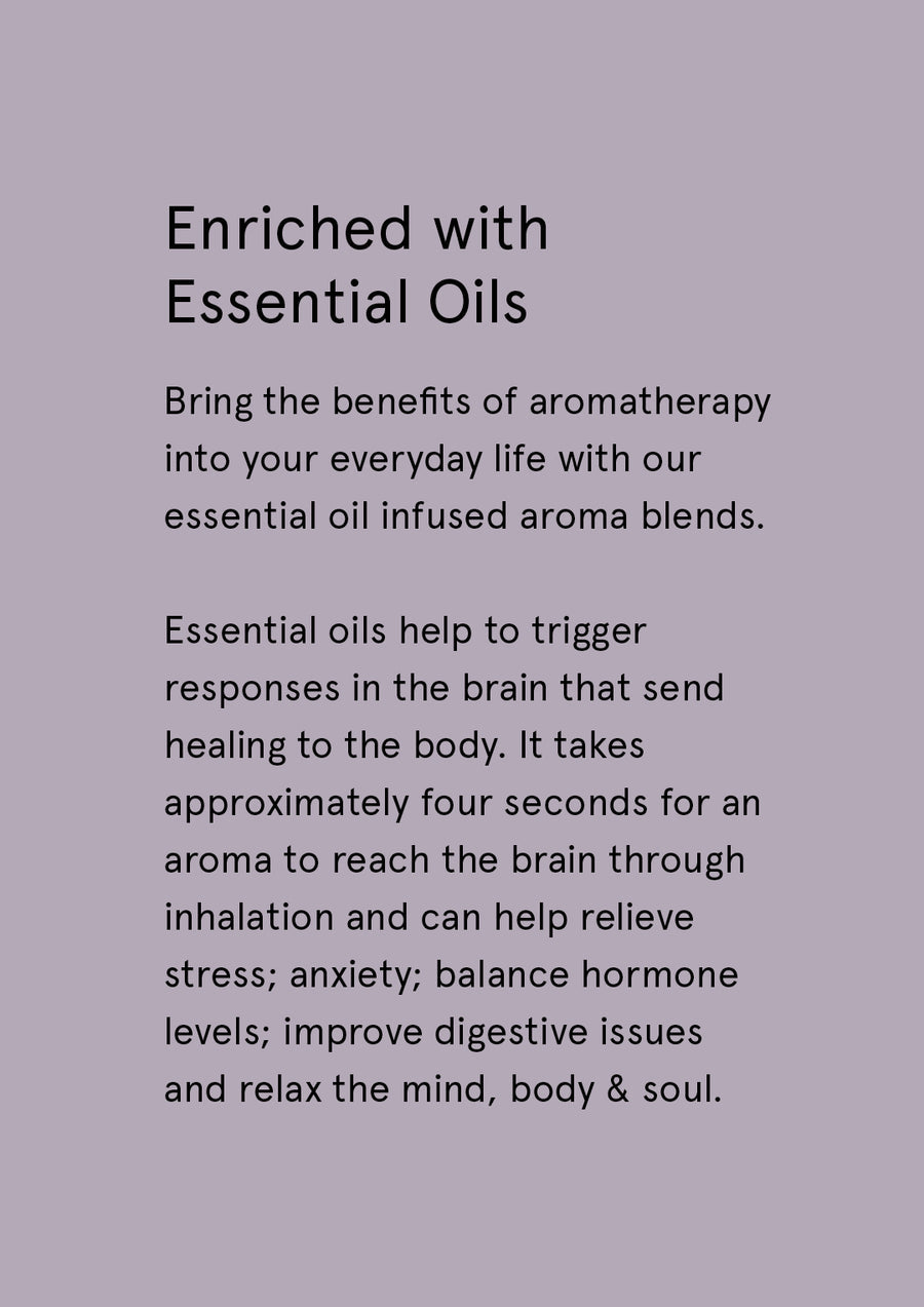 Mauve Aromatherapy Co card headed Enriched with Essential Oils