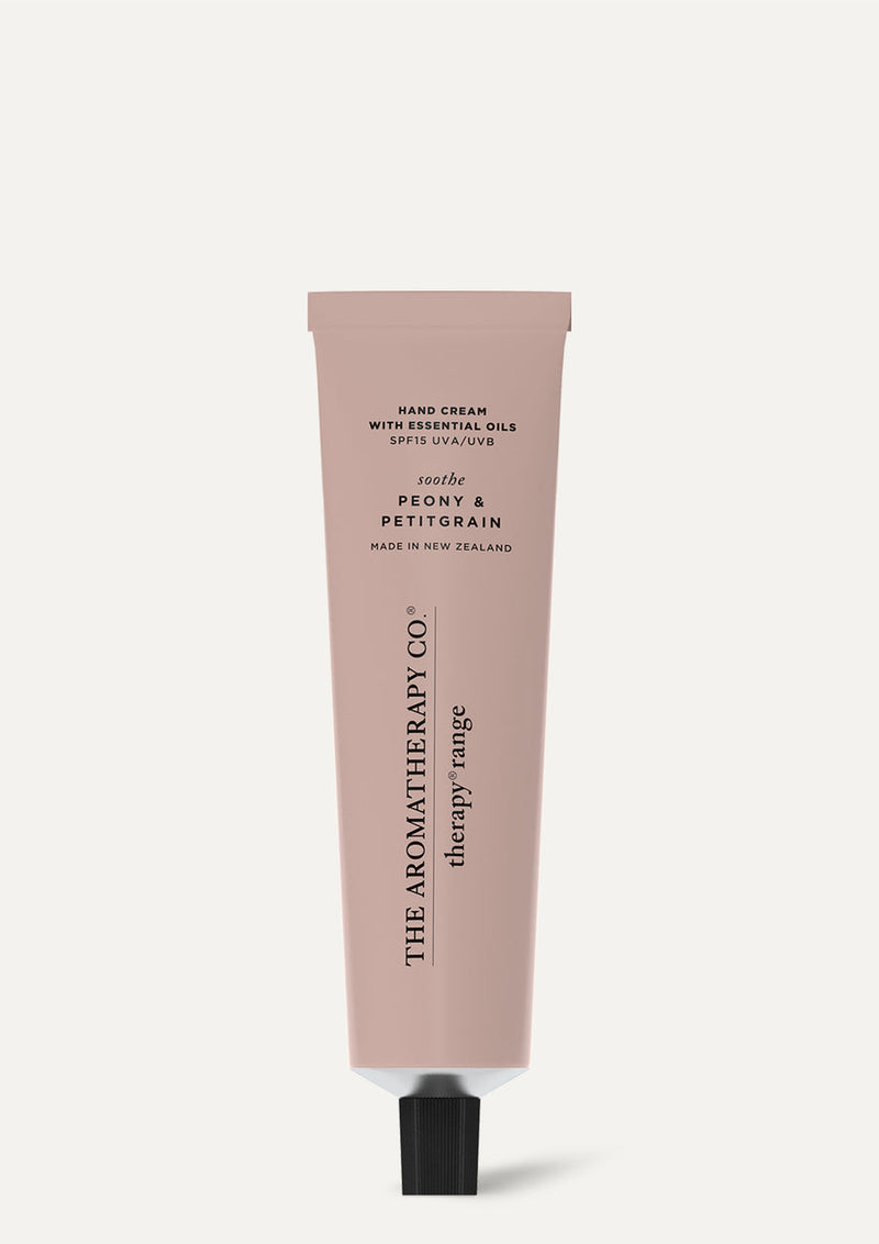 Peony & Petitgrain Hand Cream SPF15 – 75ml | Therapy Range