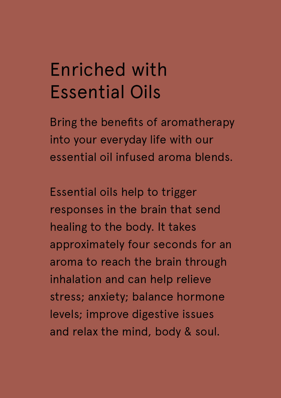 Text card from The Aromatherapy Co describing its essential oil blends