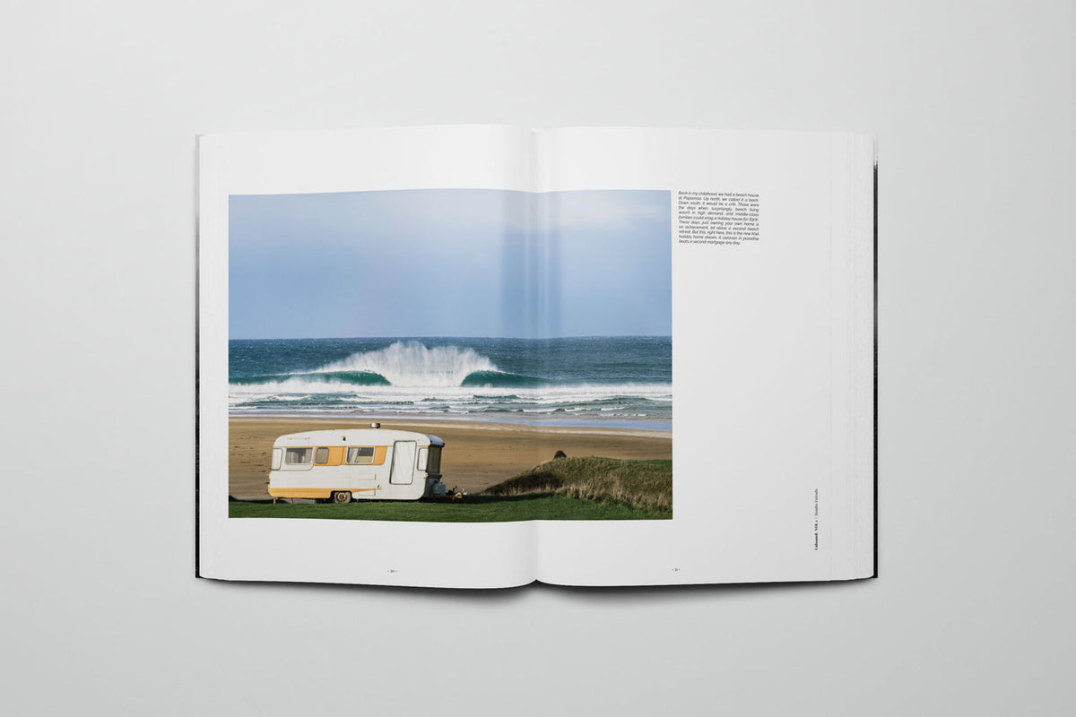 Unbound Vol 1 page spread showing a New Zealand coastline