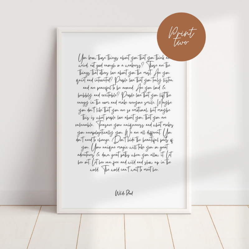 'Be Unapologetically You' Print, A4/A5 | Wilde Road