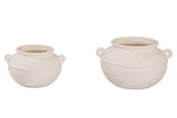 Vera bellied terracotta pot in sand, medium and small sizes shown together