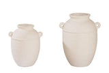 Vera terracotta urn in sand, large and small sizes shown together
