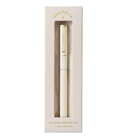 Emma Kate Co Metal Rollerball Pen Cashmere presented in luxe gift box