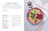 Whole cookbook interior spread with plant based wholefood recipe