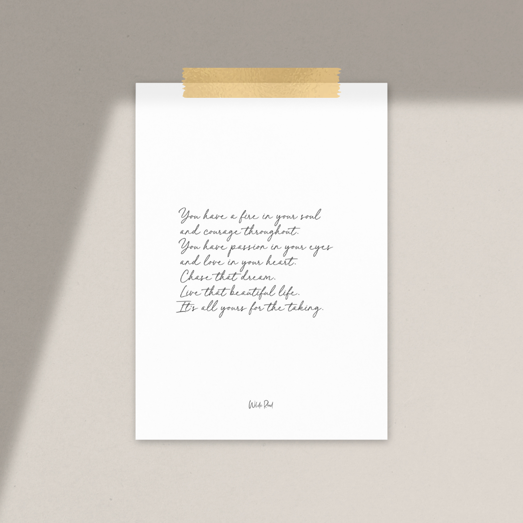 'Fire in Your Soul' Print, A4/A5 | Wilde Road