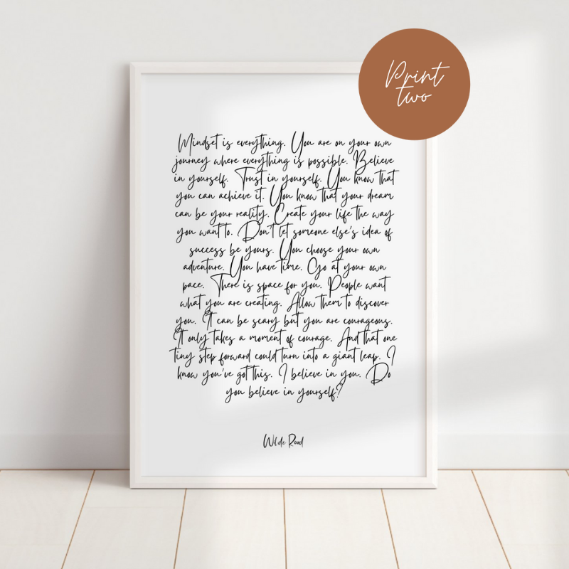 'Mindset Is Everything' Print, A4/A5 | Wilde Road