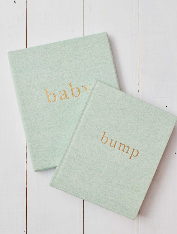 Bump Journal – Pregnancy Keepsake by Write To Me (Seafoam Linen Cover)