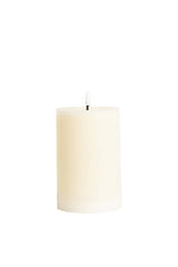 Large natural ivory LED wax pillar candle with flickering flame, 10 x 15 cm