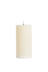 Extra large natural ivory LED wax pillar candle with flickering flame, 10 x 20 cm