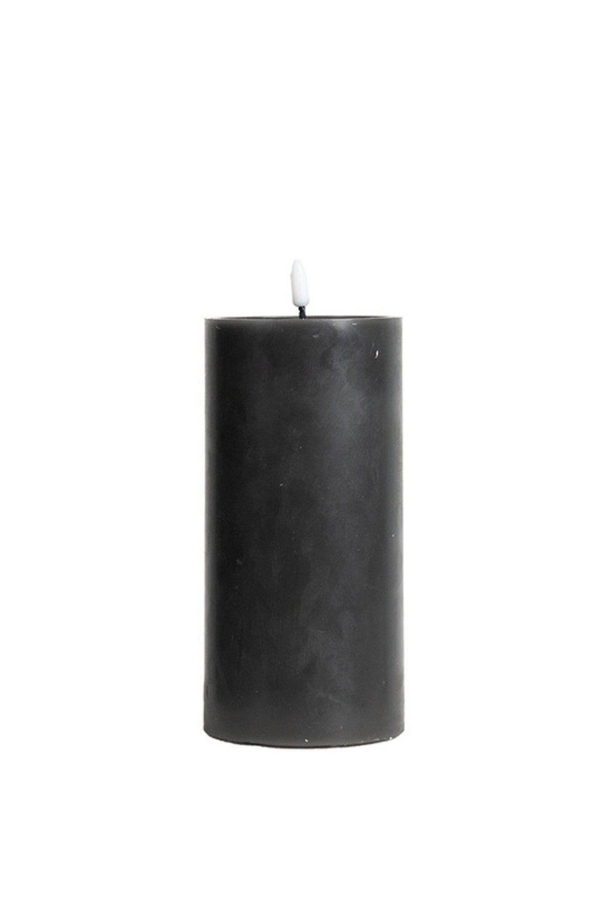 Extra large charcoal smoke LED wax pillar candle with flickering flame, 10 x 20 cm