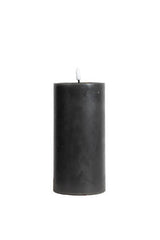 Extra large charcoal smoke LED wax pillar candle with flickering flame, 10 x 20 cm