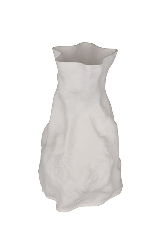 The larger Zoe vase, taller with the same crushed texture and folded opening