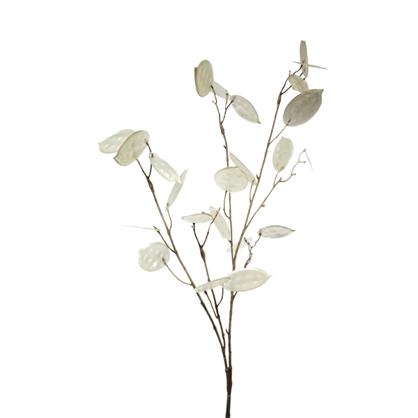 Artificial Honesty Spray Natural eucalyptus leaves on a stem against a white background, adding a touch of greenery to any floral styling. (Brand Name: Artificial Flora)