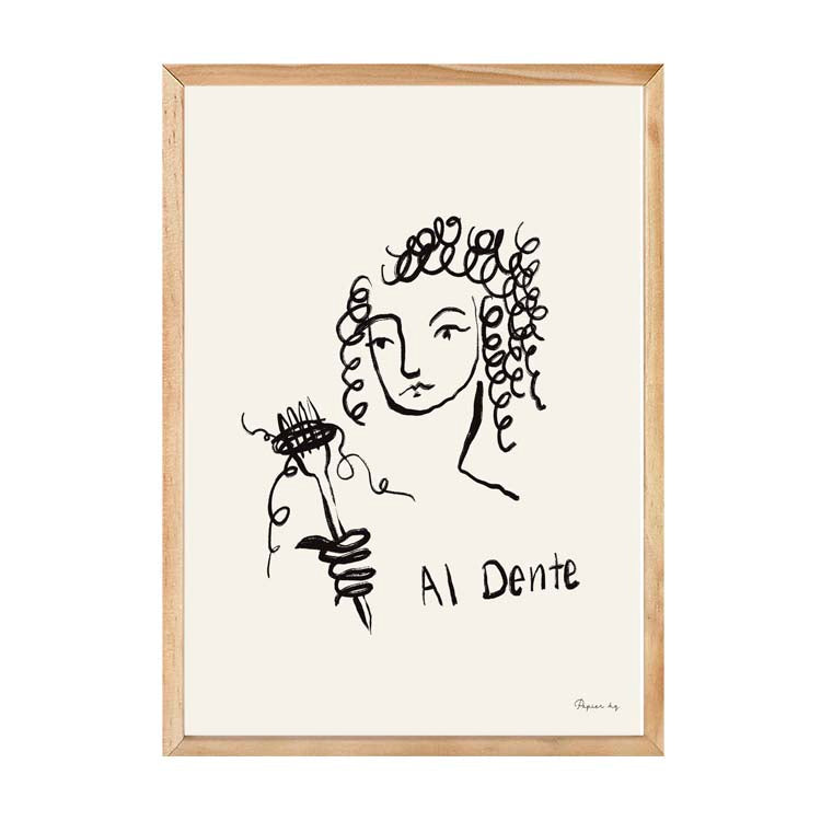 Al Dente Print by Papier HQ in a natural timber frame