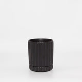 Athens Planter Black – Ribbed Ceramic Pot with Saucer & Drainage (3 Sizes)