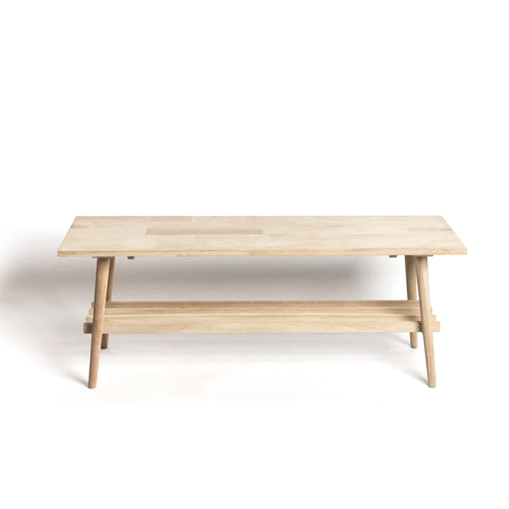 The David American oak long bench by Ned Collections, solid wood dining and entry seating