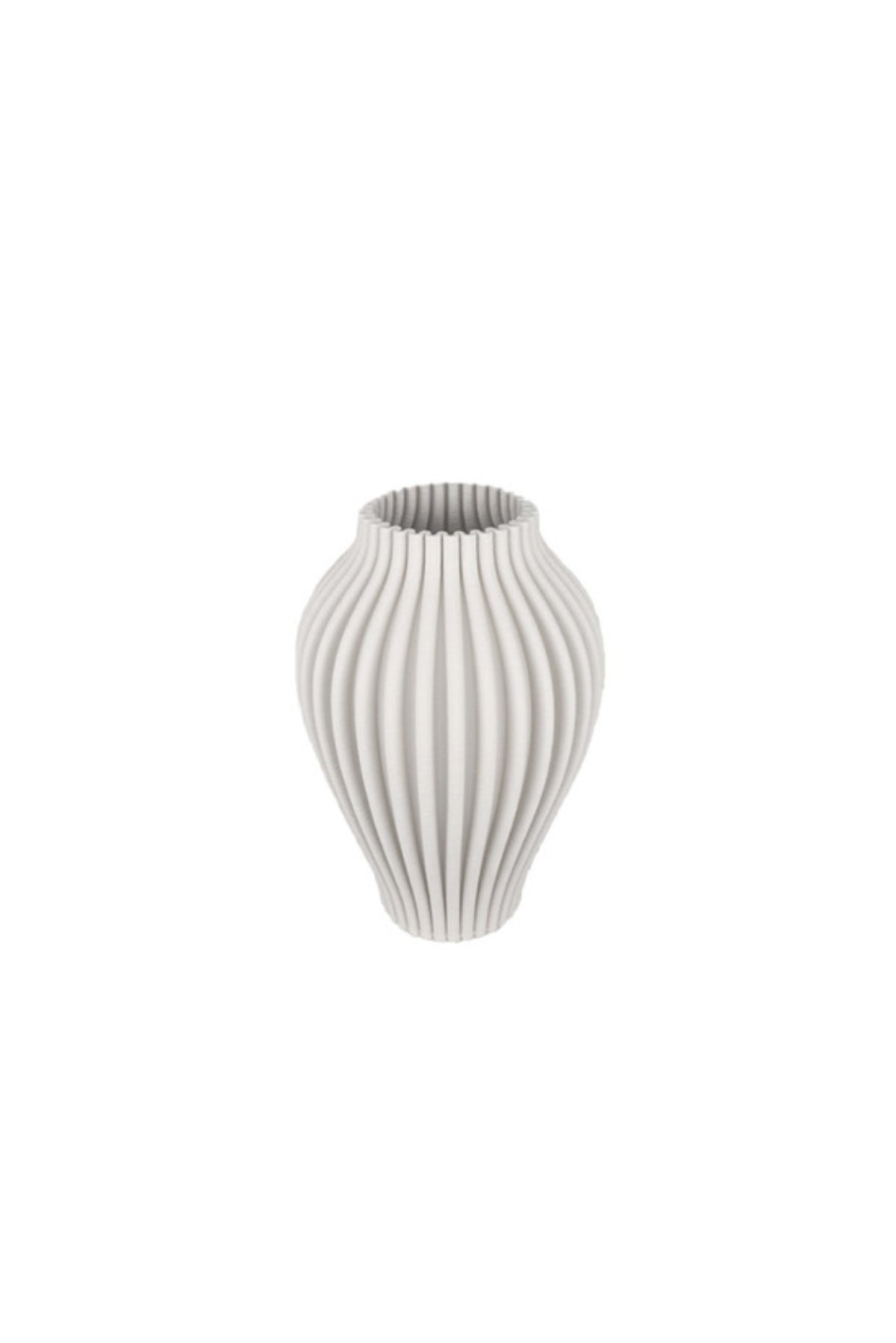 X-Small Brigitte 3D ceramic bud vase in white with vertical ribbing