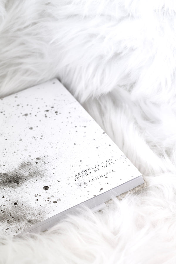 Bump: A Pregnancy Story journal in soft speckled white cover with quote; keepsake pregnancy memory book.