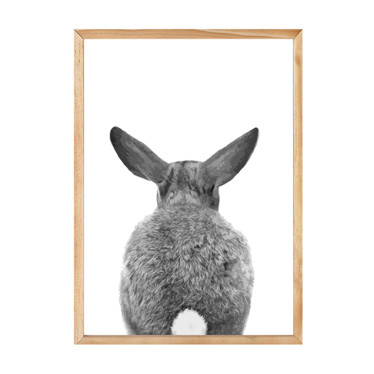 Bunny Back print in a natural timber frame, on white