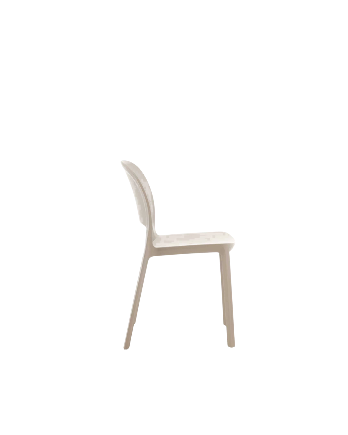 Side profile of the Cali Chair in Nude showing the curved back and slim angled legs