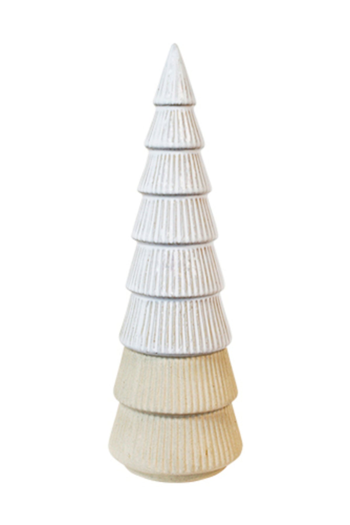 Grey and white ceramic Christmas trees with stacked tiers, large (32cm H)
