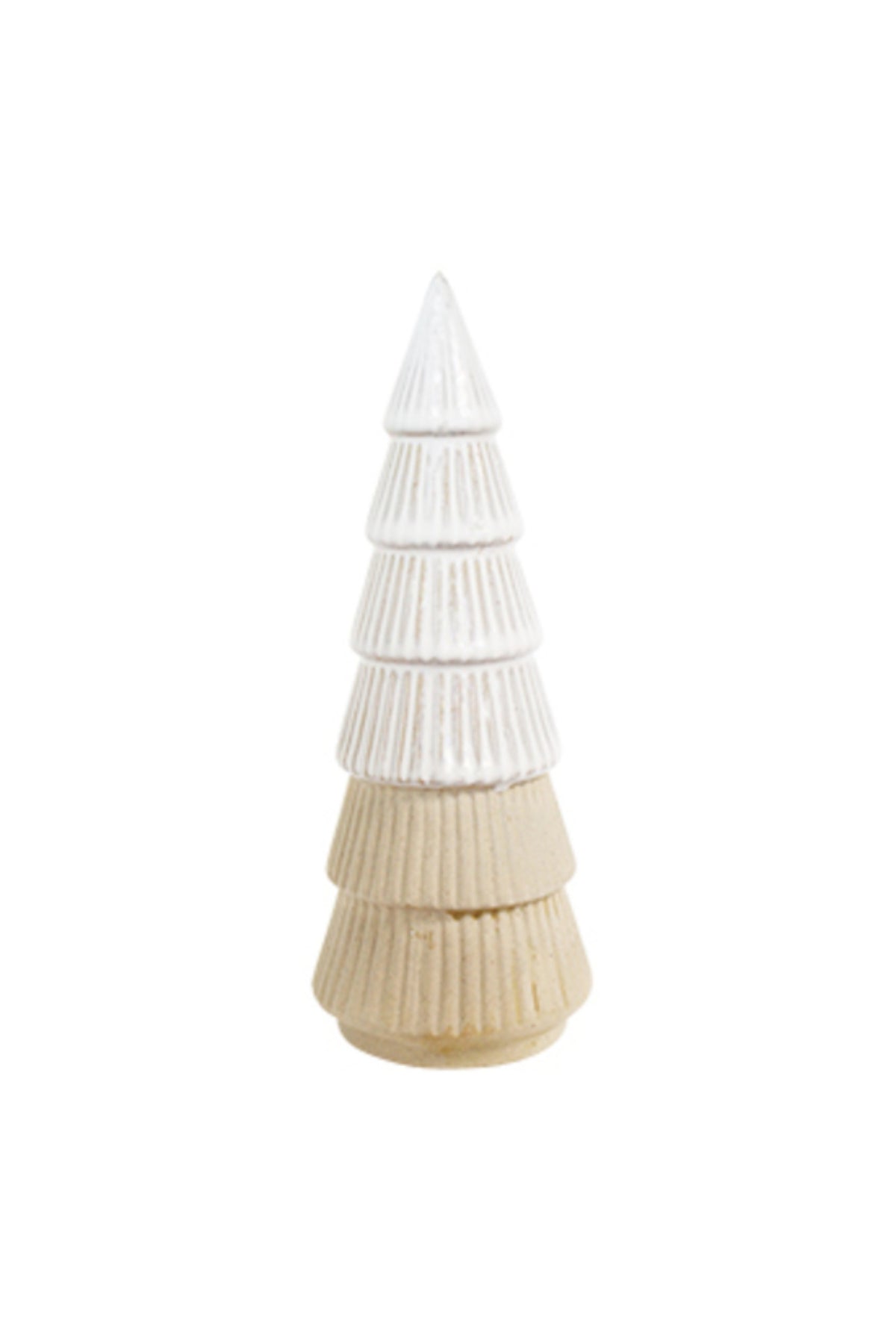 Grey and white ceramic Christmas trees with stacked tiers, medium (23cm H)