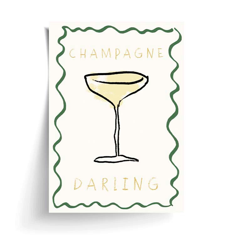 Champagne Darling Print by Papier HQ unframed on matte card