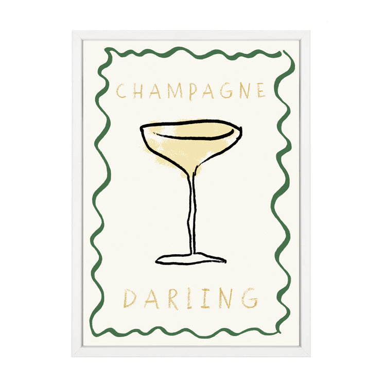 Champagne Darling Print by Papier HQ in a matte white frame