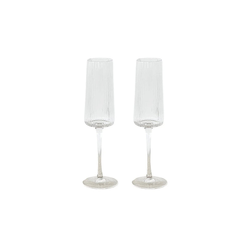Amalfi Champagne Glasses (Set of 2) by Papier HQ — Fluted Slim-Stem
