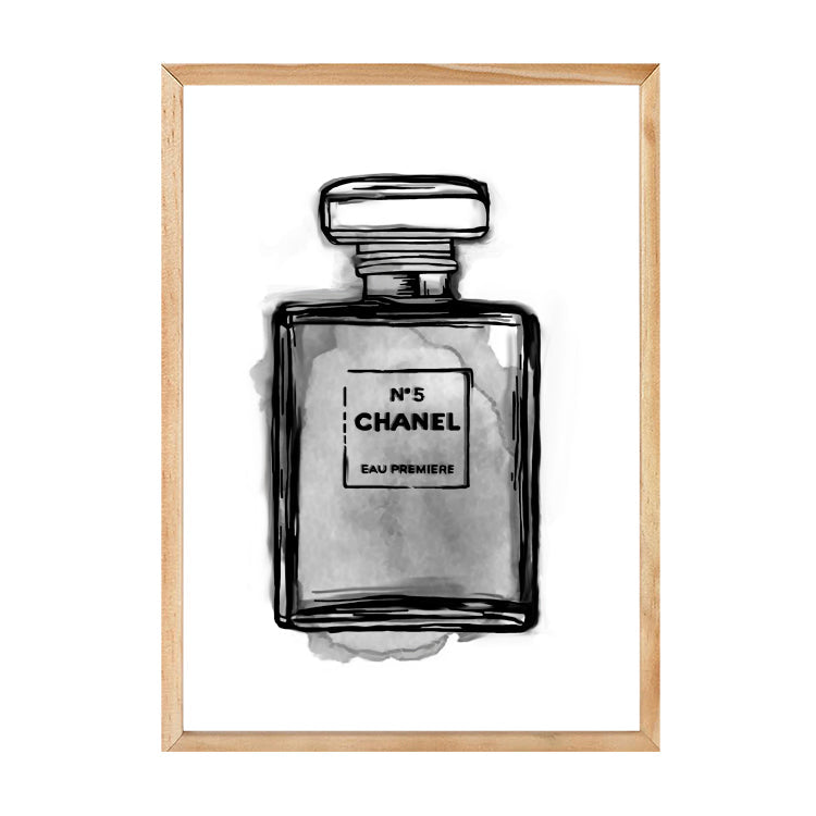 Chanel Art print in a natural timber frame, on white