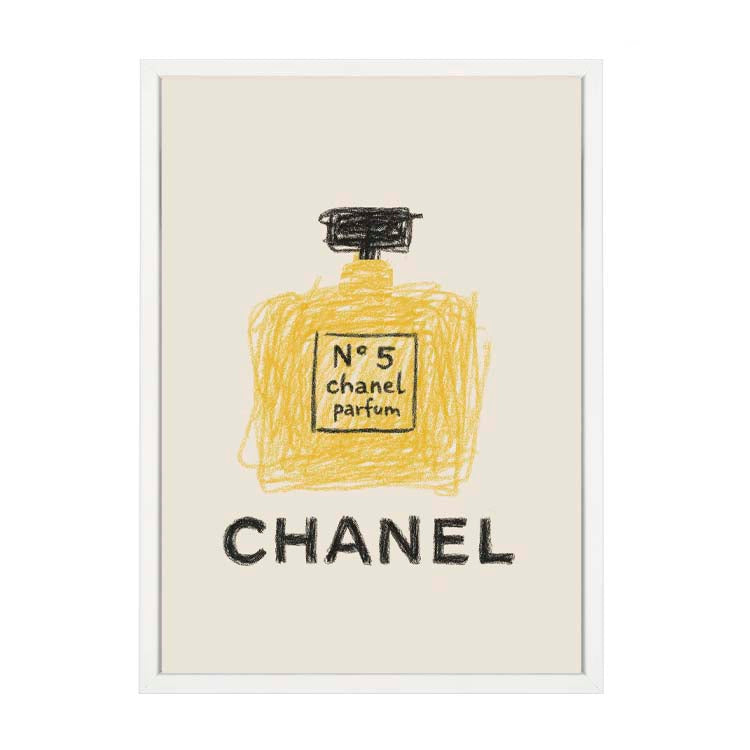 Chanel Parfum Print by Papier HQ in a matte white frame