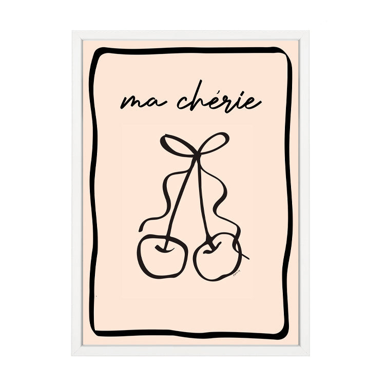 Cherry Bow Nude Print by Papier HQ in a matte white frame