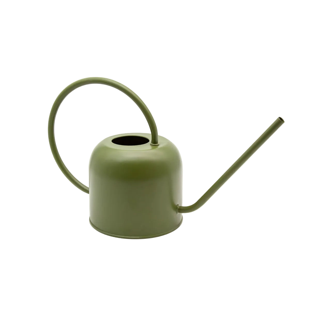 Como watering can in matte avocado green steel with a loop handle and long spout