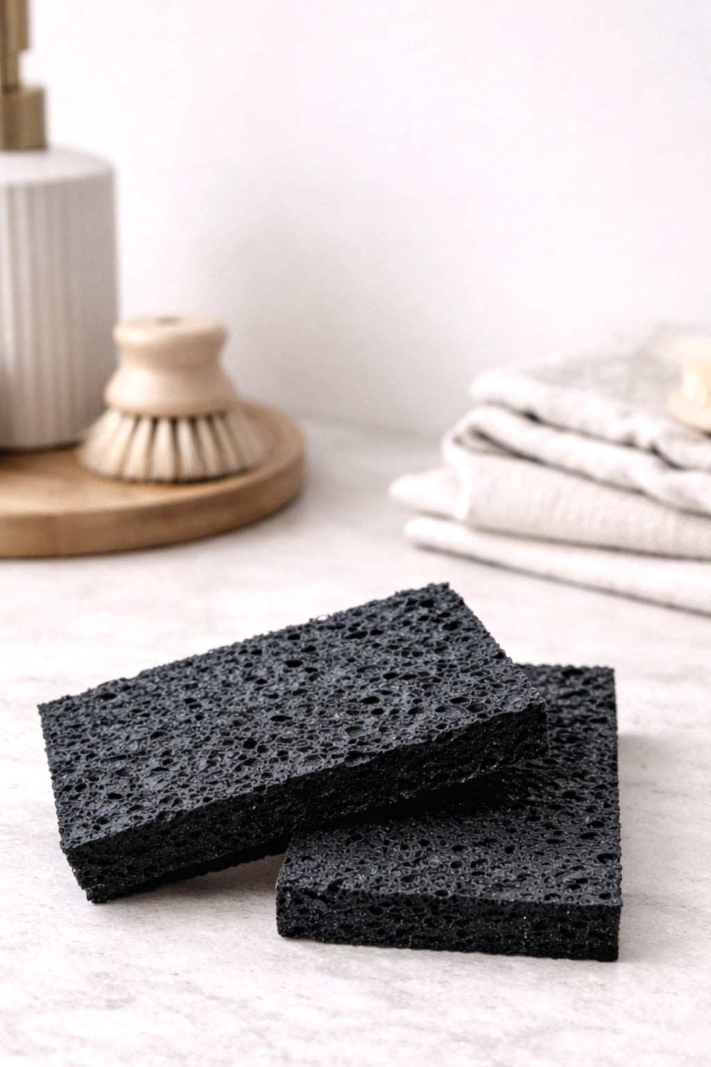 Black 4 pack Compressed Cellulose Sponges from Barkly Basics