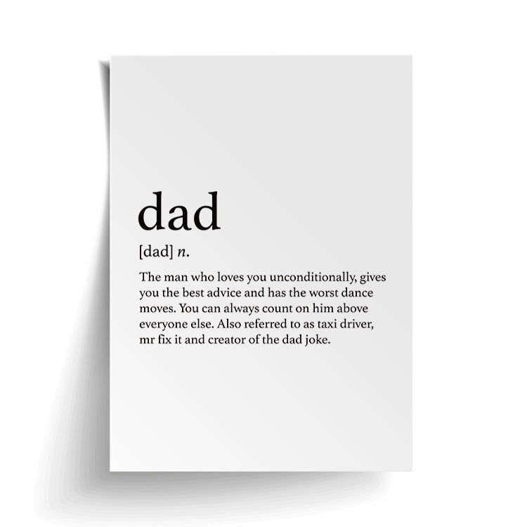 Dad print unframed, shown as a loose sheet with a lifted corner