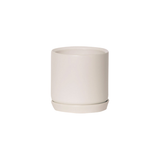 Oslo Parchment Small stoneware planter with saucer, 12cm minimalist parchment pot