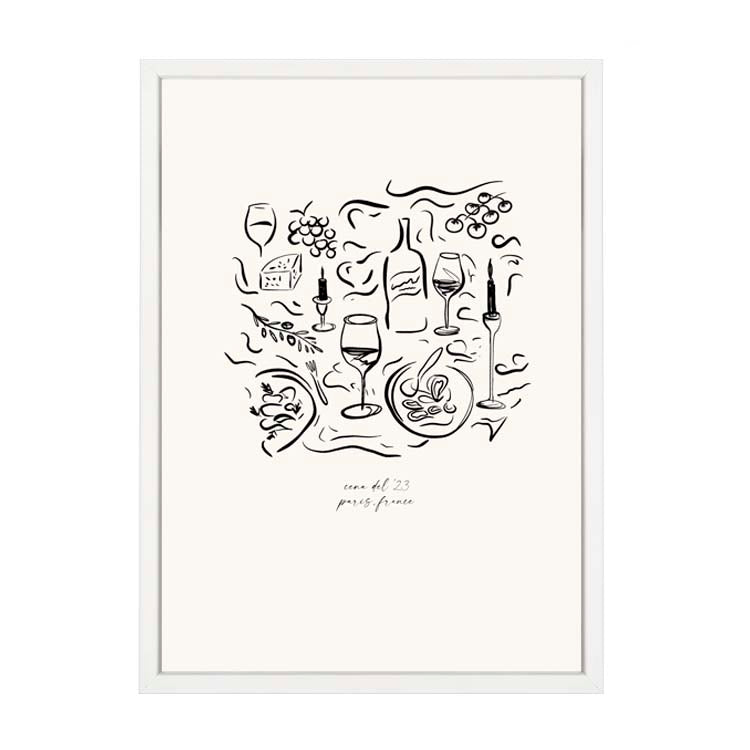 Dinner Party Print by Papier HQ in a matte white frame