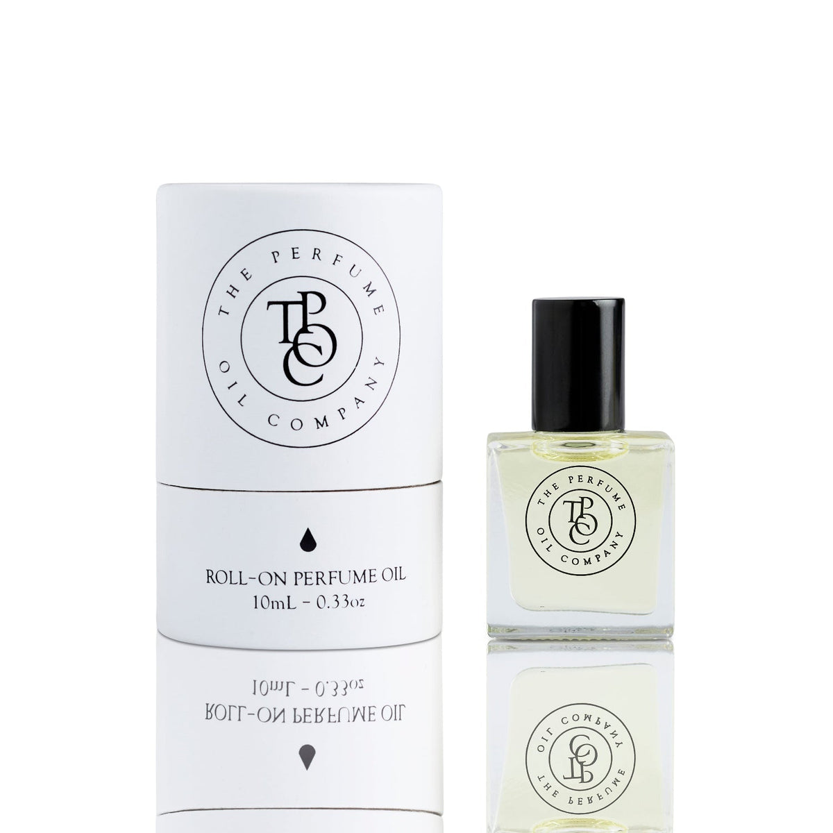 The Perfume Oil Company tube carton beside its roll-on perfume oil bottle