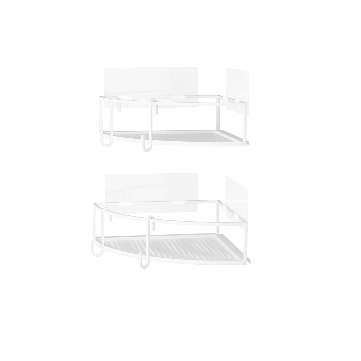 Two white Umbra Cubiko Corner Bins, stacked, on a white background
