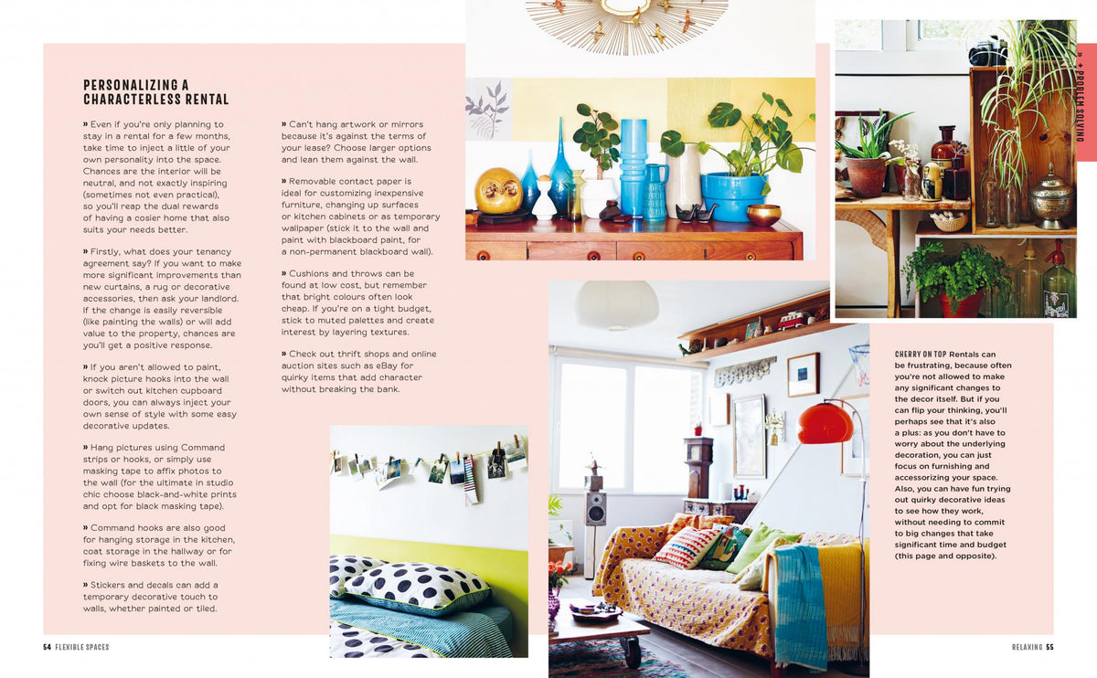 Living Comfortably Now interior spread on flexible living spaces