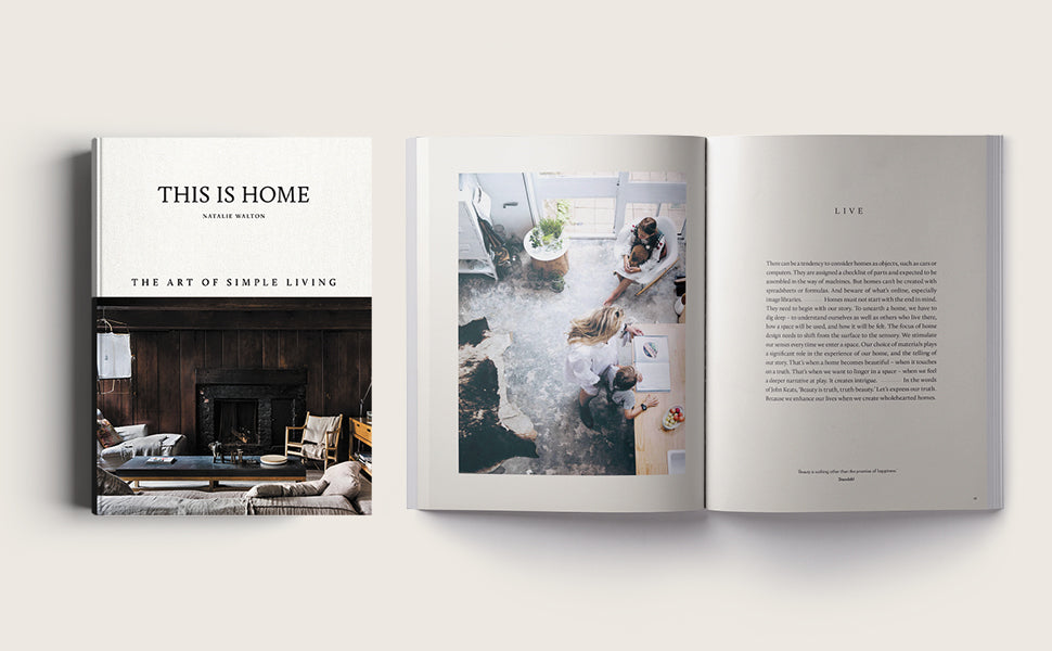 This Is Home book page spread showing a living room