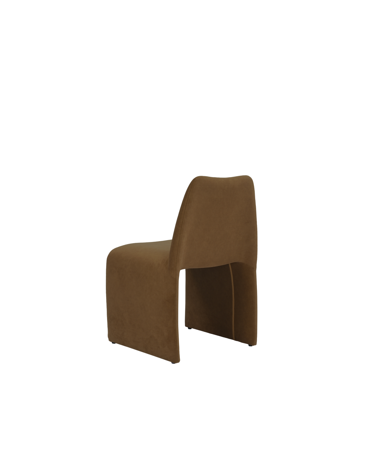 Rear three-quarter view of the darker chair showing the curved back and leg panels