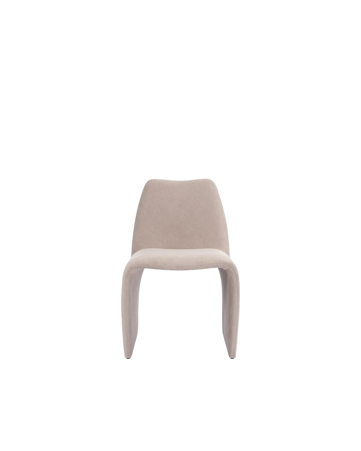 Front view of the lighter taupe Easy Chair with its wide panel legs