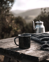 Black Speckled Enamel Mug – Durable Retro Campfire Drinkware
