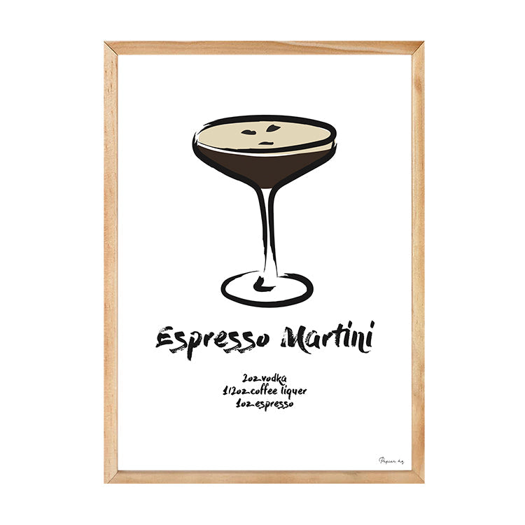 Espresso Martini Print by Papier HQ in a natural timber frame