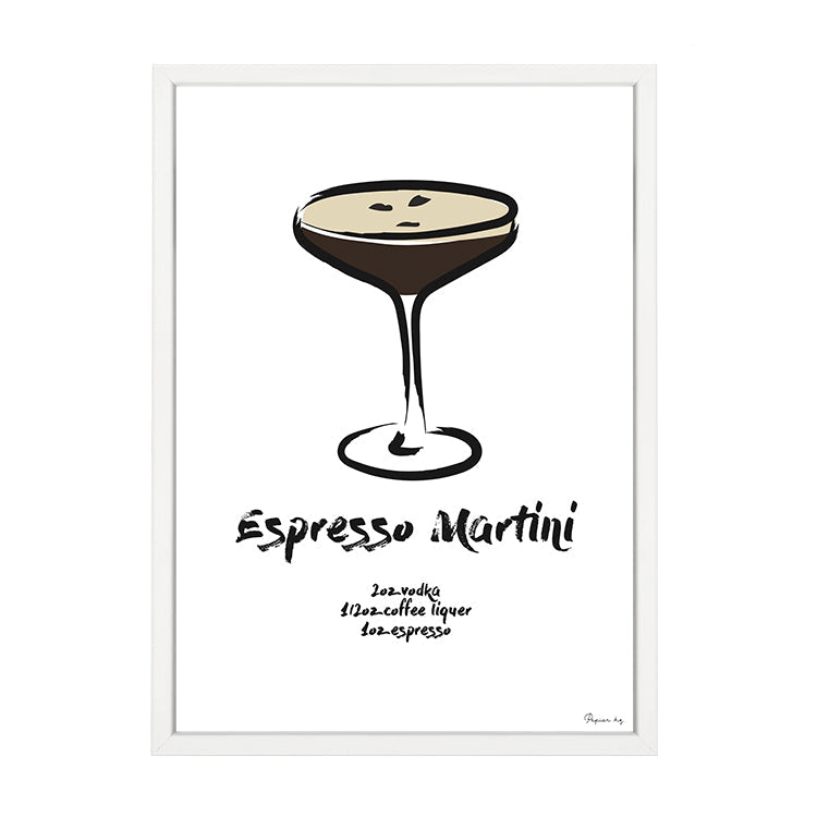 Espresso Martini Print by Papier HQ in a matte white frame