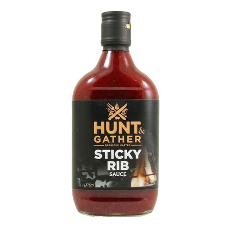 HUNT AND GATHER's Sticky Rib BBQ Sauce 375ml - a taste sensation.